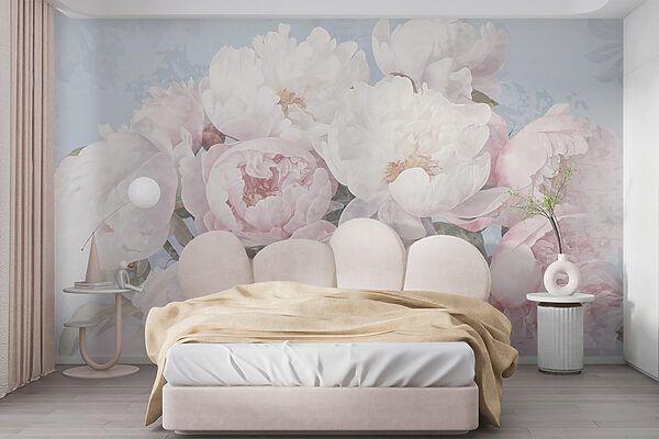 Bouquet de fleurs roses et blanches Papier peint Bouquet de fleurs roses et blanches