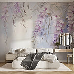 Papier peint Peinture de fleurs sur une branche