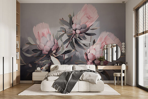 Peinture de fleurs roses Papier peint Peinture de fleurs roses