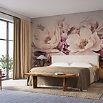 Papier peint Groupe de fleurs sur fond blanc