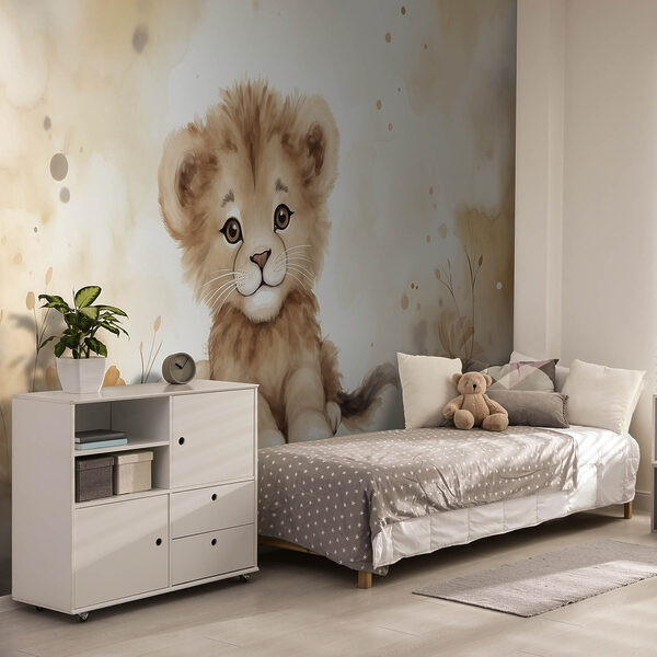 Aquarelle d'un lionceau Papier peint Aquarelle d'un lionceau