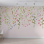 Papier peint Peinture de fleurs et de feuilles