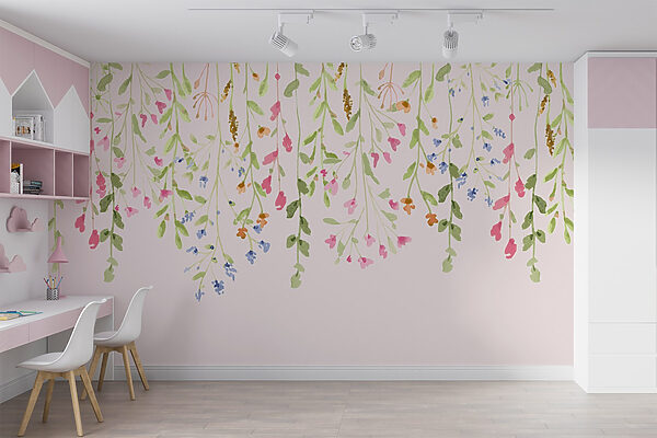 Peinture de fleurs et de feuilles Papier peint Peinture de fleurs et de feuilles