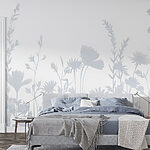 Papier peint Silhouettes de fleurs blanches