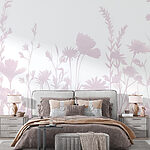 Papier peint Fleurs douces sur fond blanc
