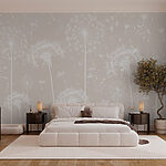 Papier peint Fleurs de pissenlit blanc
