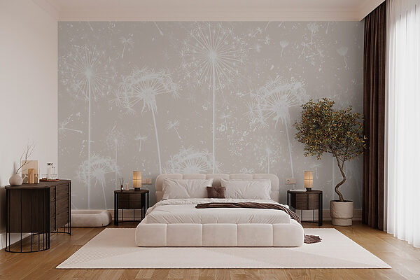 Fleurs de pissenlit blanc Papier peint Fleurs de pissenlit blanc