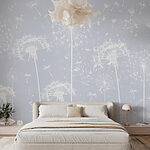Papier peint Fleurs de pissenlit blanc