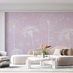 Papier peint Fleurs de pissenlit blanc