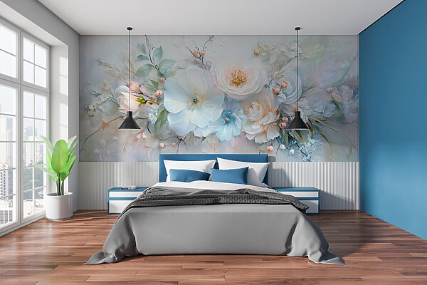 Peinture de fleurs et de feuilles Papier peint Peinture de fleurs et de feuilles