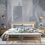 Papier peint Motif floral gris et blanc