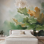 Papier peint Peinture de feuilles sur une branche