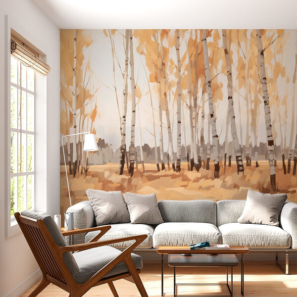 Groupe d'arbres dans un champ Papier peint Groupe d'arbres dans un champ
