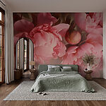 Papier peint Groupe de fleurs roses
