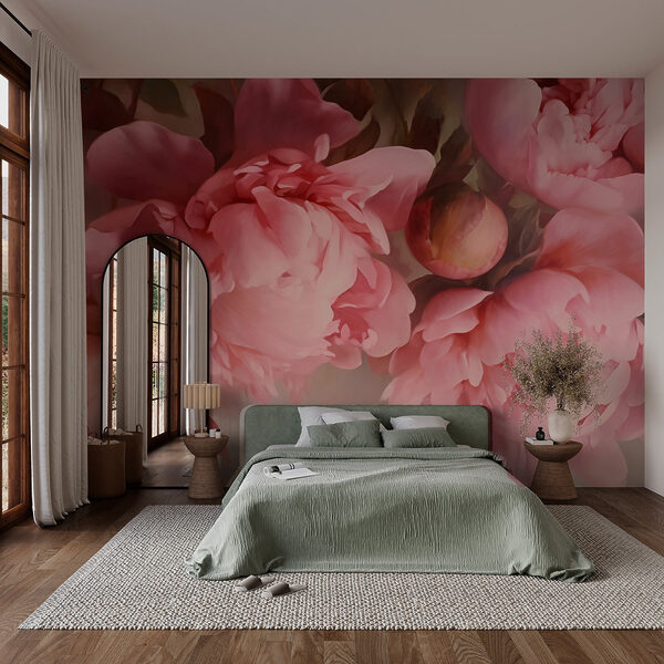Groupe de fleurs roses Papier peint Groupe de fleurs roses