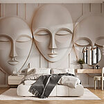 Papier peint Groupe de masques blancs