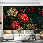 Papier peint Peinture de fleurs sur fond sombre