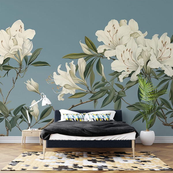 Fleurs blanches sur une branche Papier peint Fleurs blanches sur une branche