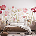 Papier peint Peinture de fleurs et d'herbe