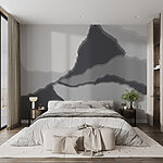 Papier peint Image d'une montagne en gris et blanc