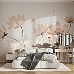 Papier peint Groupe de fleurs avec feuilles