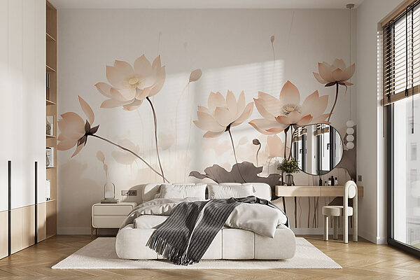 Groupe de fleurs avec feuilles Papier peint Groupe de fleurs avec feuilles