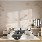 Papier peint Motif floral blanc et rose