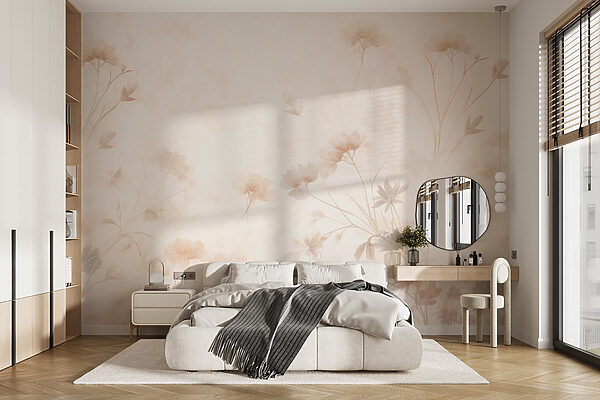 Motif floral blanc et rose Papier peint Motif floral blanc et rose