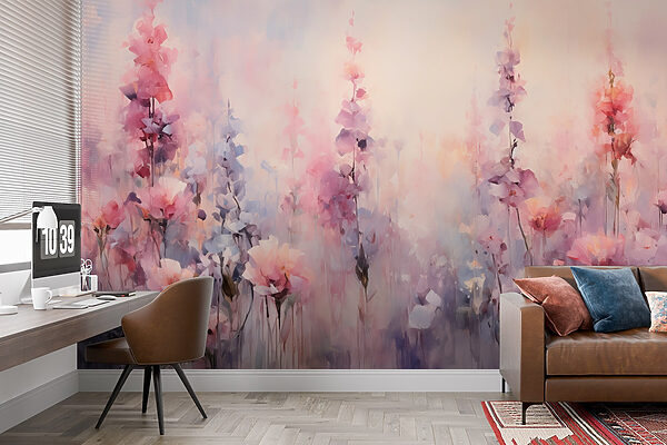 Peinture de fleurs dans un champ Papier peint Peinture de fleurs dans un champ
