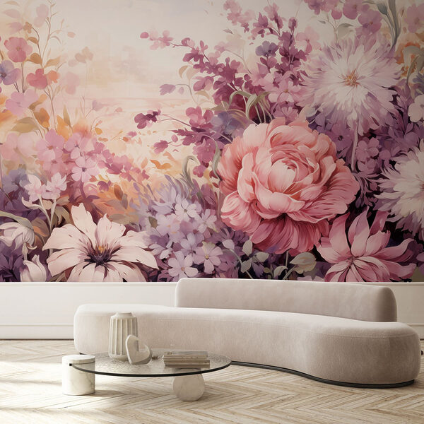 Peinture de fleurs et de feuilles Papier peint Peinture de fleurs et de feuilles