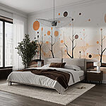 Papier peint Peinture d'arbres et de plantes
