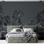 Papier peint Groupe de fleurs sur fond gris