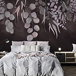 Papier peint Feuillage doux sur fond sombre