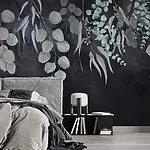 Papier peint Feuilles douces sur fond sombre
