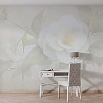 Papier peint Fleur blanche avec des feuilles vertes
