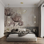 Papier peint Dessin de fleurs sur fond blanc