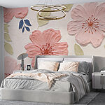 Papier peint Mur avec fleurs et feuilles