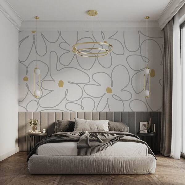 Motif de fleurs sur fond blanc Papier peint Motif de fleurs sur fond blanc