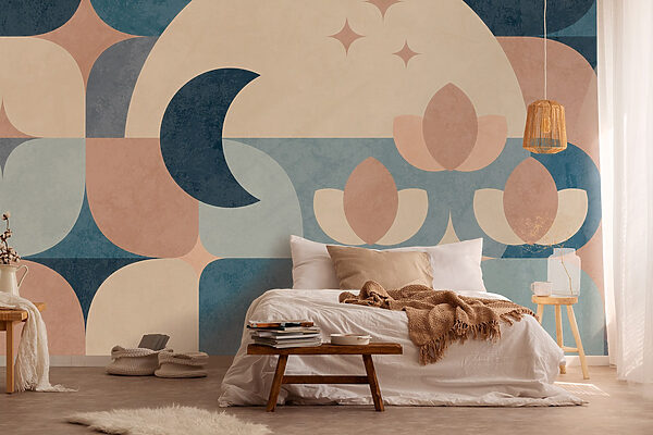 Motif géométrique bleu et rose Papier peint Motif géométrique bleu et rose