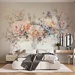 Papier peint Peinture de fleurs sur une surface blanche