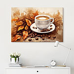 Tableaux Tasse à café et grains de café sur une soucoupe