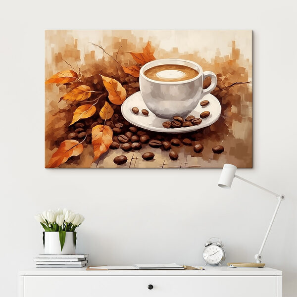 Tasse à café et grains de café sur une soucoupe Tableaux Tasse à café et grains de café sur une soucoupe