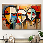 Tableaux Groupe de visages de personnes peints sur un mur
