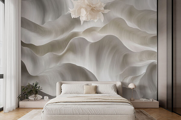 Douces vagues de couches blanches texturées Papier peint Douces vagues de couches blanches texturées