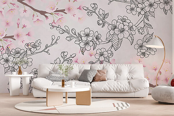 Fleurs délicates dans des tons pastels Papier peint Fleurs délicates dans des tons pastels