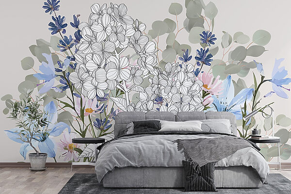 Fleurs délicates dans des tons pastel doux Papier peint Fleurs délicates dans des tons pastel doux