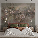 Papier peint Peinture de fleurs sur une branche