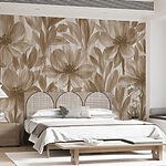 Papier peint Motifs floraux doux dans des tons terreux
