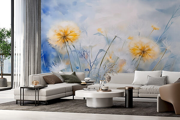 Fleurs jaunes et blanches Papier peint Fleurs jaunes et blanches