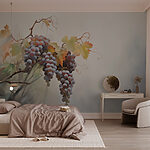 Papier peint Grappe de raisin sur une vigne